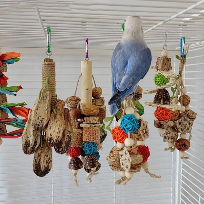 Hanging Bird Bite Chewing Toy Small Parrot Hanging Parrot Cage Toy Natural Grass Pet Bite Resistances Molar Supplies