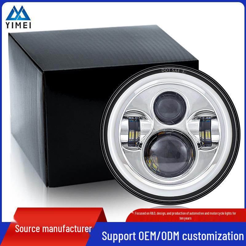 7-inch 60W 4-LED Angel Eye Headlights for Harley Wrangler & Off-road Motorcycles