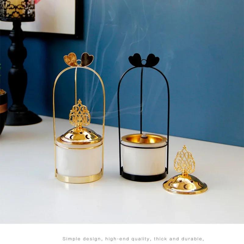 Home Living Room Decor Home Fragrance Stand Incense Cones Holder Small Gold Color Nordic Backflow Incense Burner