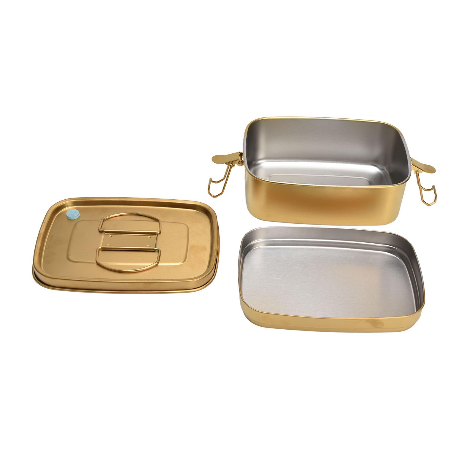 

1.5L 304 Stainless Steel Lunch Box Double Layers Bento Food Container Metal Dinnerware Gold L