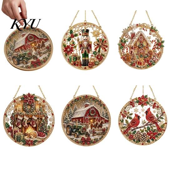 Decorative Ornaments for Home Christmas Rhinestone Painting Suncatcher Kit, Round DIY Hanging Decor Gifts Tree Home, Craft Pendant Holiday Party