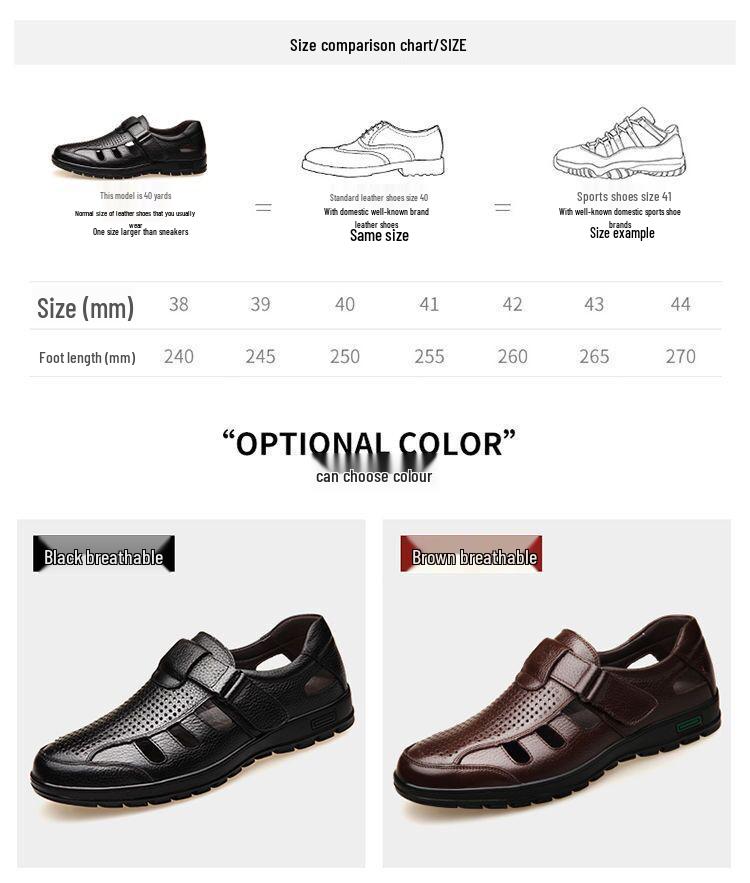 Sandalias de Conducción de Cuero de Suela Blanda para Hombre - Business Casual, Diseño Hueco para Mediana Edad y Ancianos