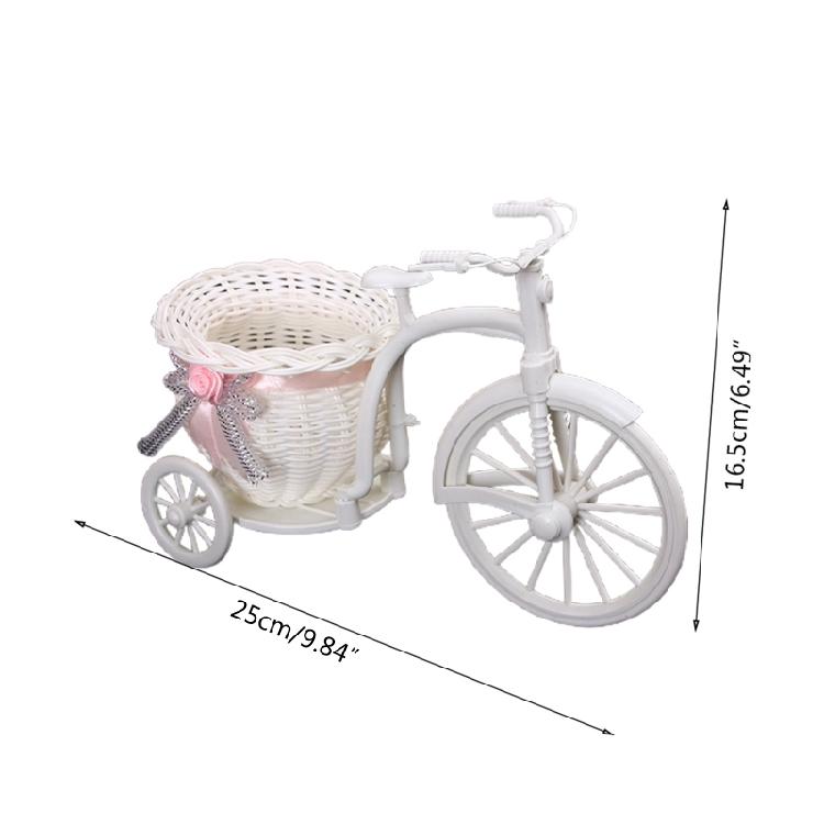 Romantic Bicycle Decoration Nostalgic Rattan Tricycle Garden Photo Prop Ornament