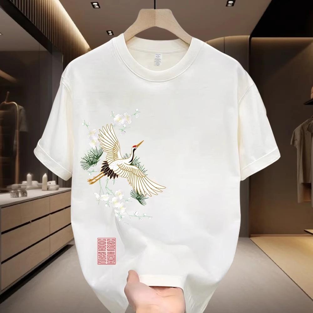 Amerikanische Trendmarke Kurzärmeliges Reines Baumwoll Herren-Print-T-Shirt Trendiges Vielseitiges Rundhals-T-Shirt für Herren und Damen Herren