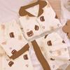 Cartoon Bear Mori Cloud Cotton Pajamas Women'S Summer Sweet Loungewear Short-Sleeved Three-Piece Set