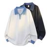 Men's Autumn Spliced Trendy Long-Sleeve Shirt Collar Sweatshirt
