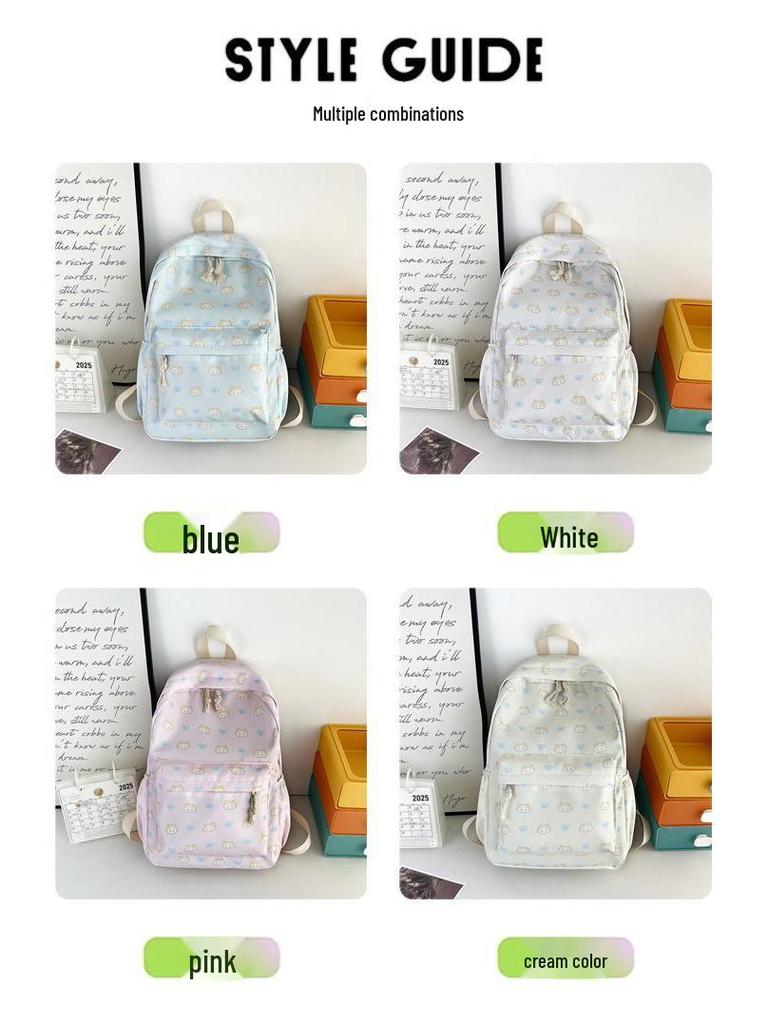 Charming Floral Bowknot Backpack for Students: Junior High, High School, and College