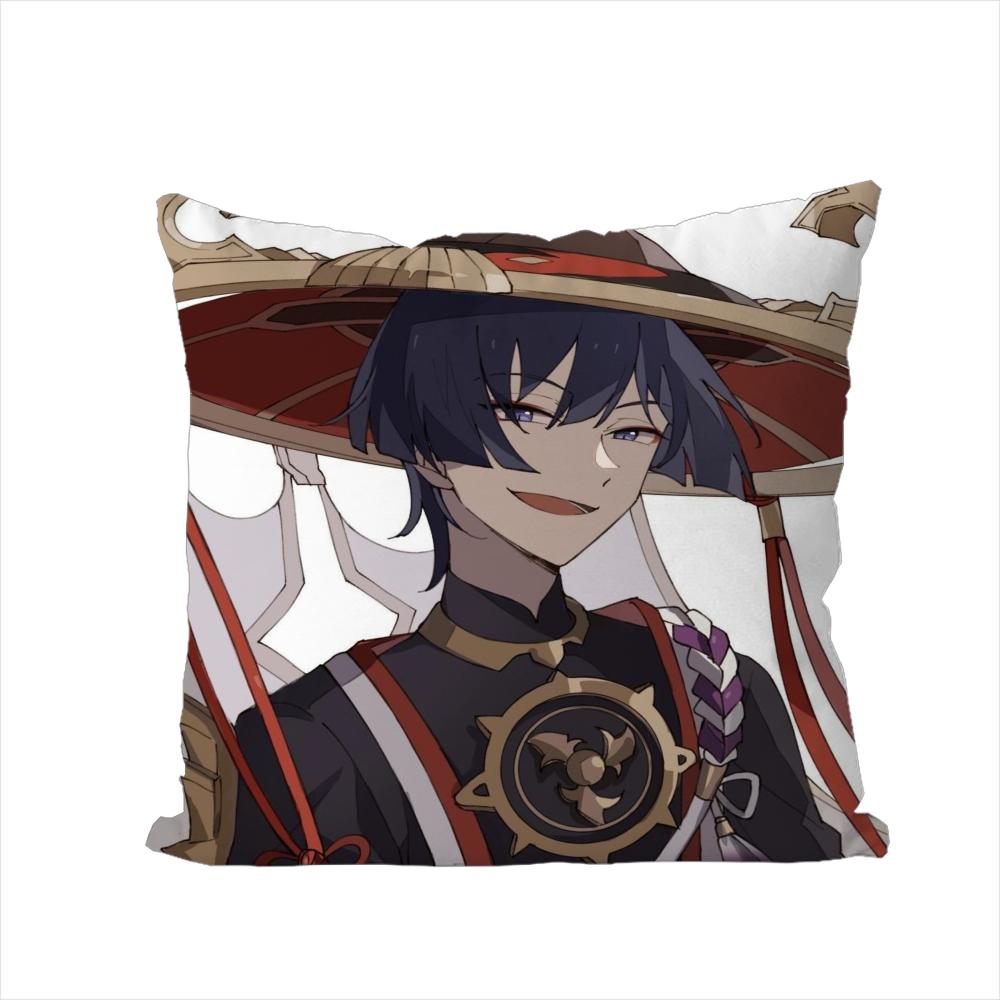 Genshin Impact Wanderer Pillow Case For Car Sofa Decorative Home Doublesided Print Plush Square Throw Pillow Cushion Cover
