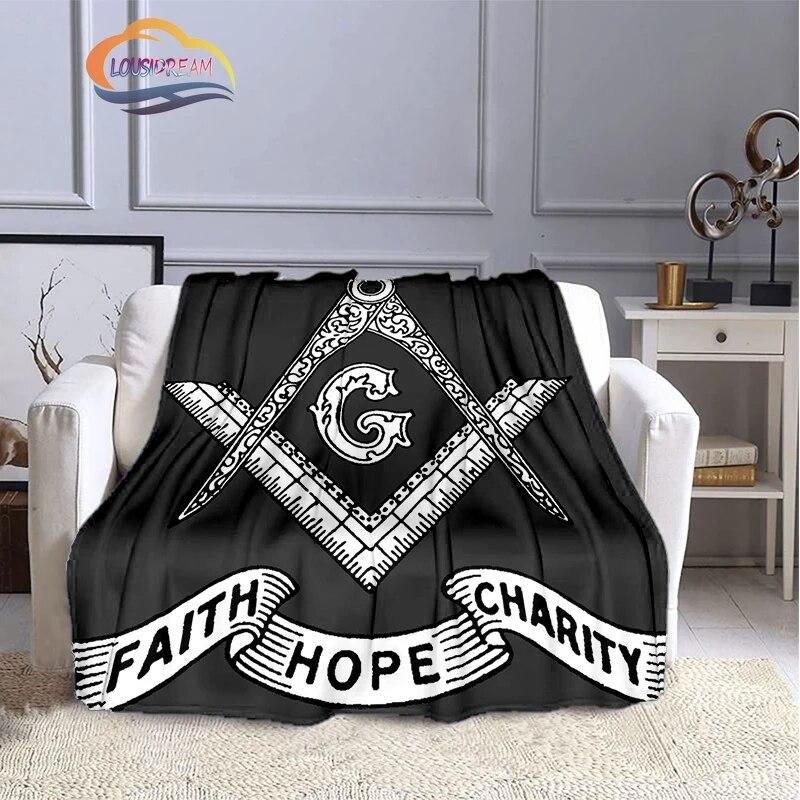 The Freemasons Blanket Freemasonry Series Flannel Cashmere Blanket Masonic Fluffy  All Seeing Eye Printing Pattern Blanke