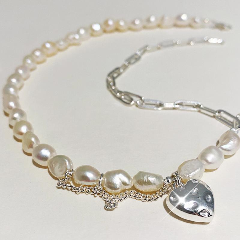 

Стерлингового Серебра 925 пробы, оригинальные сертифицированные роскошные женские украшения, жемчужное ожерелье в стиле барокко, женские цепочки в форме сердца, подвески, очаровательный женский подарок