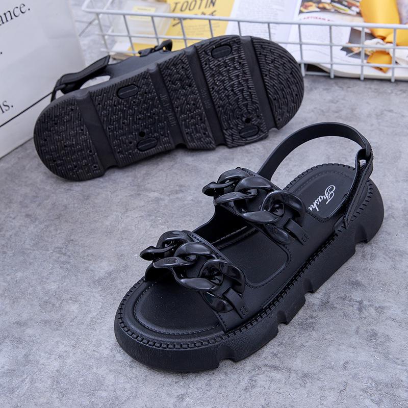 Women's Roman Style Platform Sandals: Non-Slip, Thick-Soled Velcro for Outdoor Beach Wear