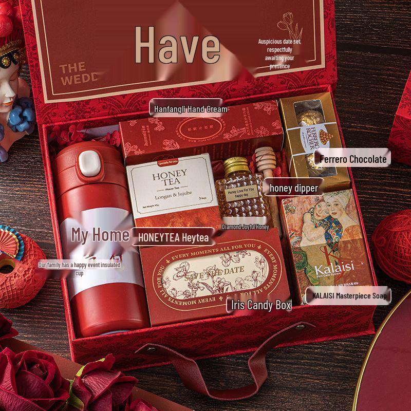 Freudiges Hochzeitsgastgeschenk-Set: Elegante Handtaschen-Geschenkbox für Brautjungfern und weibliche Gäste