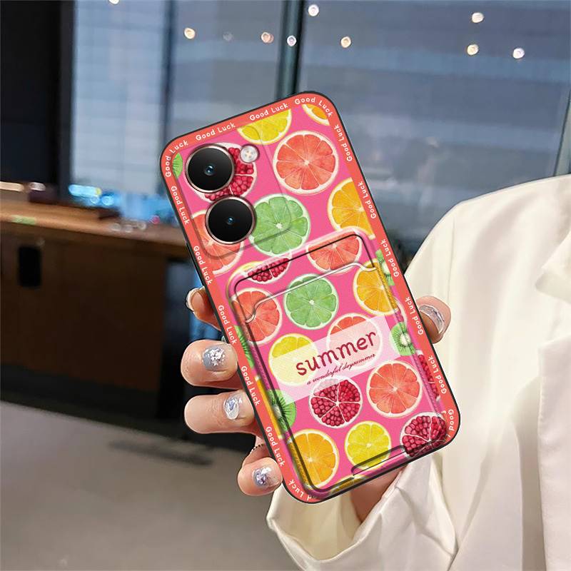 Cute Shockproof Phone Case For Realme P3 Ultra 5G TPU Fashion Design Card Slot Protective Silicone Card Bag Graffiti