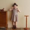 Girl's Summer Linen Plaid Sleeveless Dress