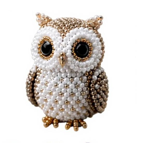 DIY Animal Beading Kit, Tiny 3D Beaded Animal Craft Set, Cute Animal Bead Art Kit for Beginners Teens Adults Stress Relief DIY Decoration Handmade Owl