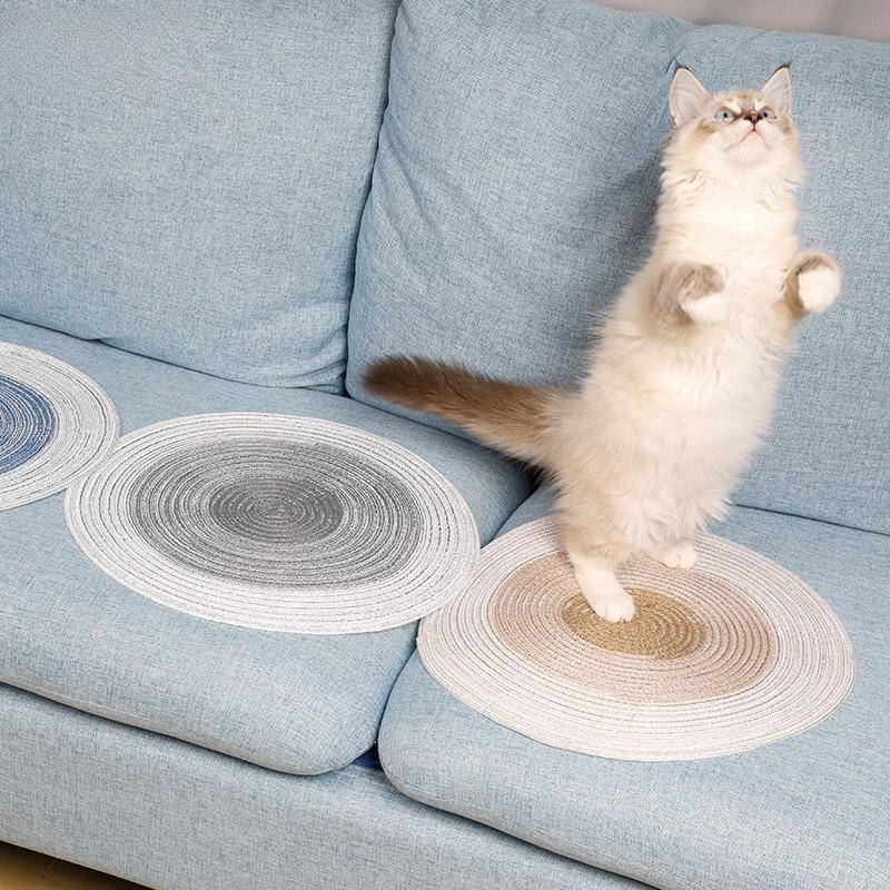 Round Woven Cat Scratcher Mat Wear‑resistant Claw Grinding Pad Dual‑use Sleeping Rest Cushion Mat for Indoor Cats