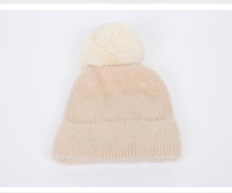 Hat Female imitation mink knitted wool pullover hat autumn and winter beanie fashion
