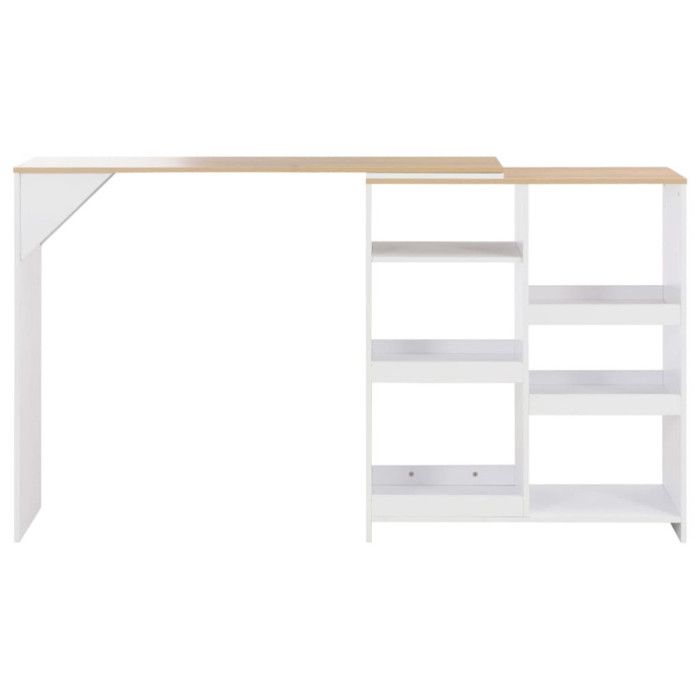 VidaXL Table de bar avec tablette amovible Blanc 138 x 40 x 120 cm