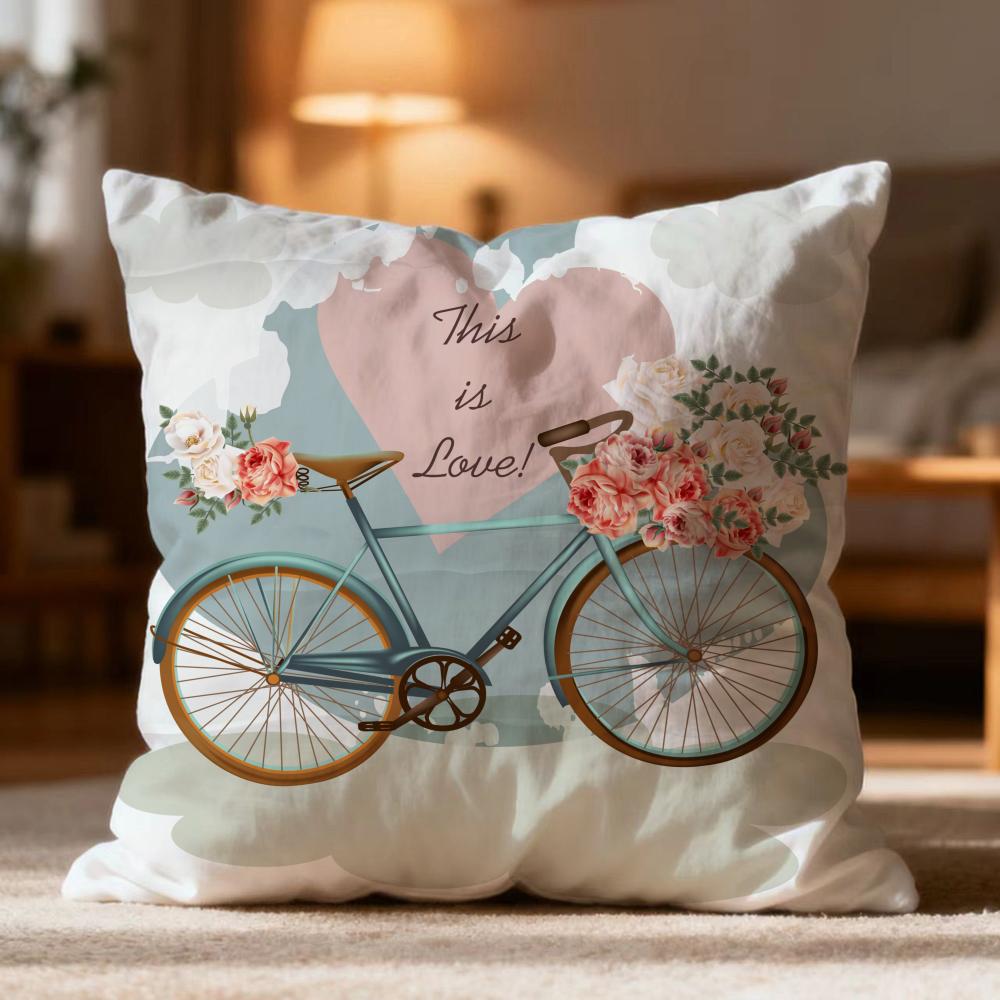 Popular Country Flower Bicycle Cushion Cover Soft Washable Pillow Case Multi-Scene For Couch Bed Travel Office Use