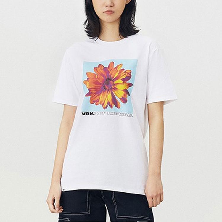 Vans Floral Print Loose Casual Short Sleeve T-Shirt Men tops White VN0A54KTWHT