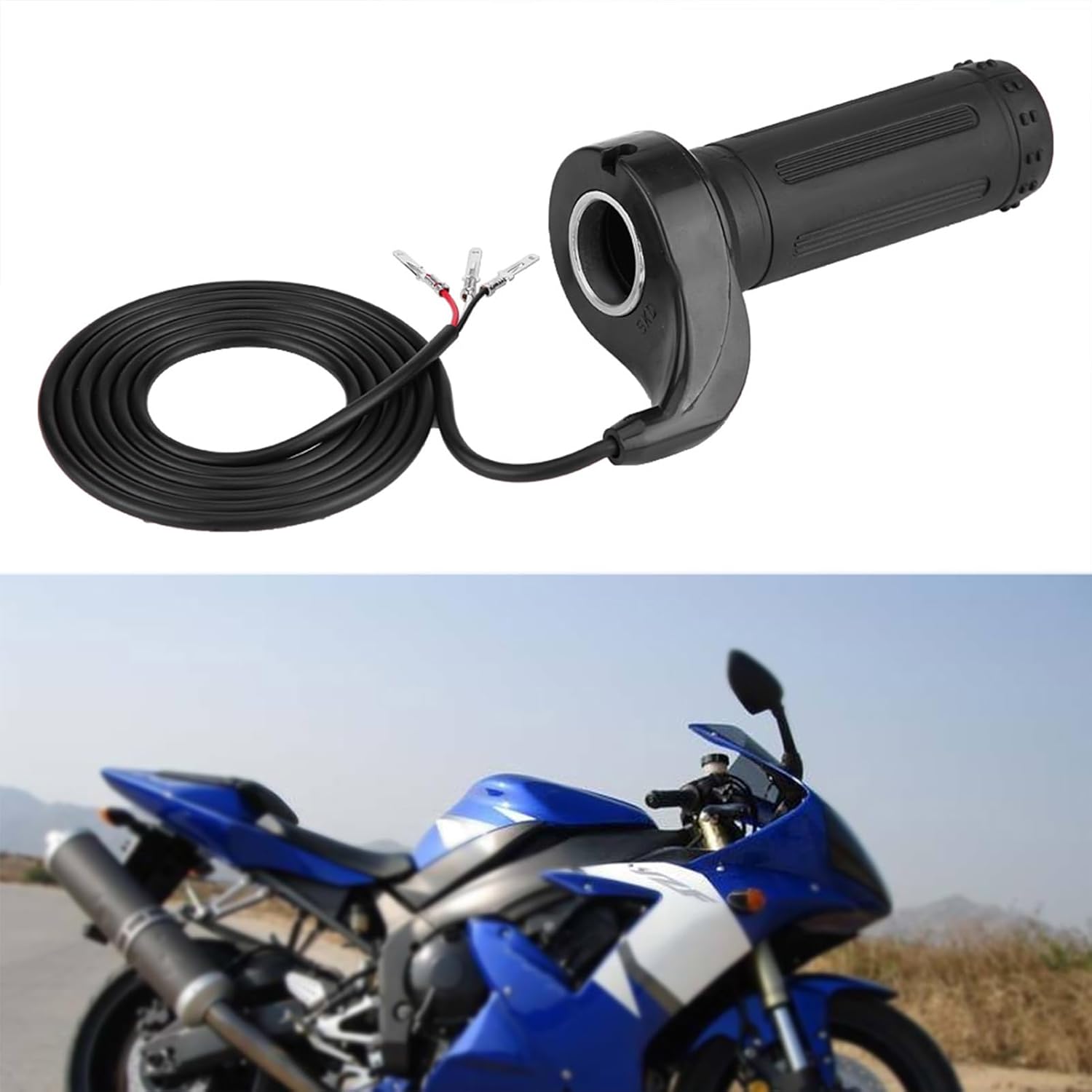 Qiilu Universal Throttle Handle Grip Motorcycle Accelerator Electric Scooter Speed Throttle Grip with 3 Cables for Replacement