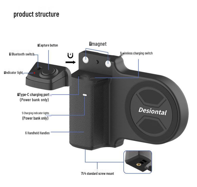 Magnetic Phone Grip & Bluetooth Remote Stabilizer for Enhanced Photography