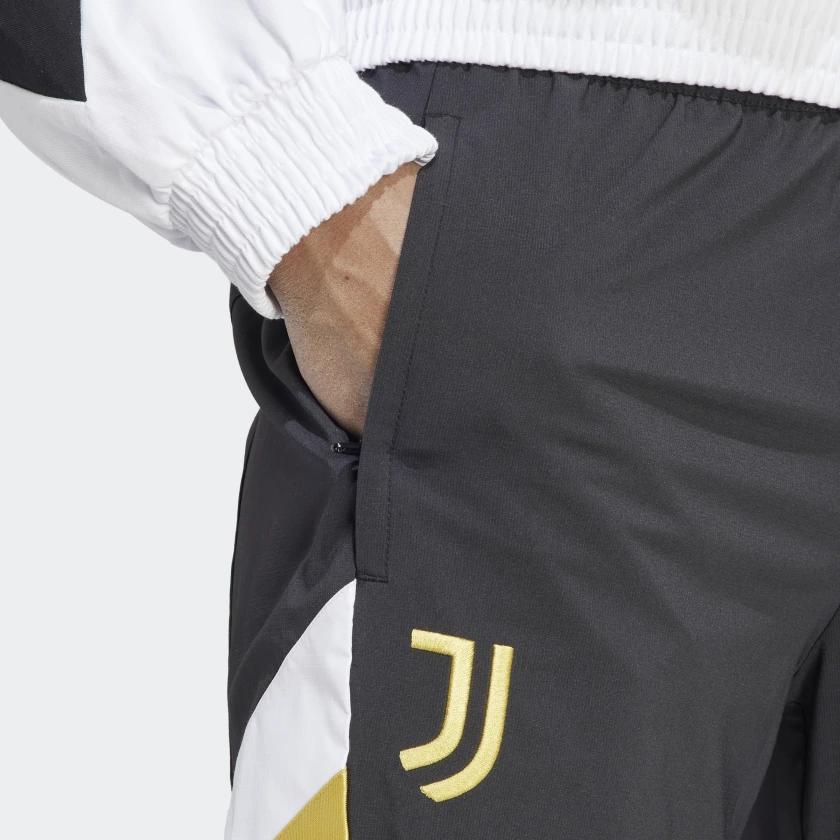 Adidas Juventus Side Color Block Elastic Waist Knitted Sports Pants Men Bottoms Black HS9809