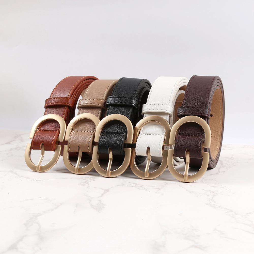

Новые классические ретро-модные универсальные кожаные легкие ремни с круглой пряжкой и простой круглой булавкой для женщин, модные джинсы для женщин