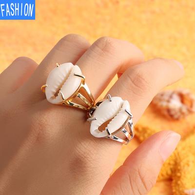 Natural Conch Shell Ring Gold and Silver Creative Simple Opening Ring