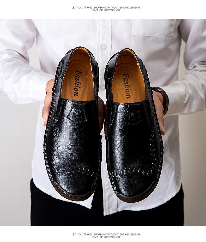 Spring 2020 Men's Large Size Leather Driving Moccasins - Retro Business Casual Shoes