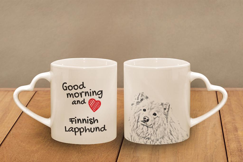 Finnish Lapphund, Finnish Lapponian Dog - Cup with a Dog, Adorable Cup with a Heart-shaped Handle, Universal Gift from the Art-Dog Brand