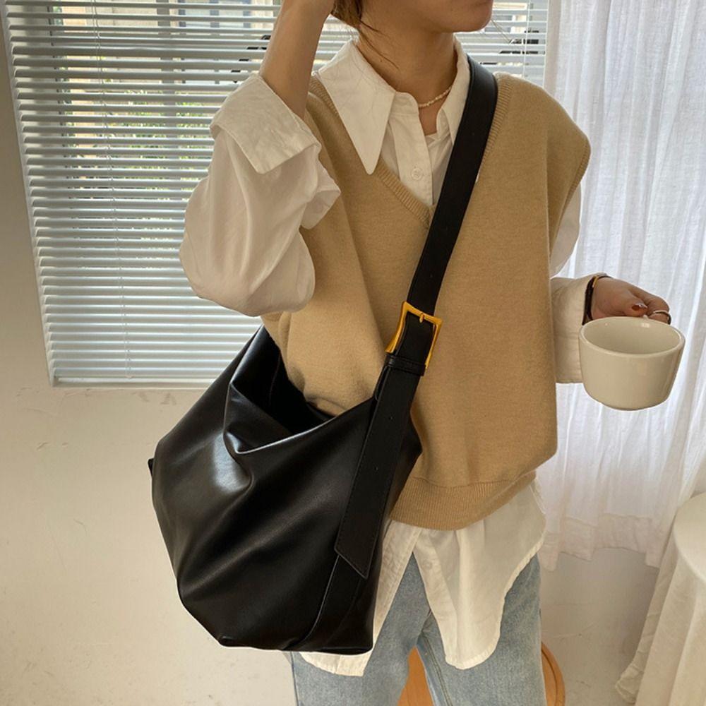 Pillow Bag PU Dumpling Bag Solid Color Shoulder Bag Elegant Pillow Crossbody Bag  Girls/Female