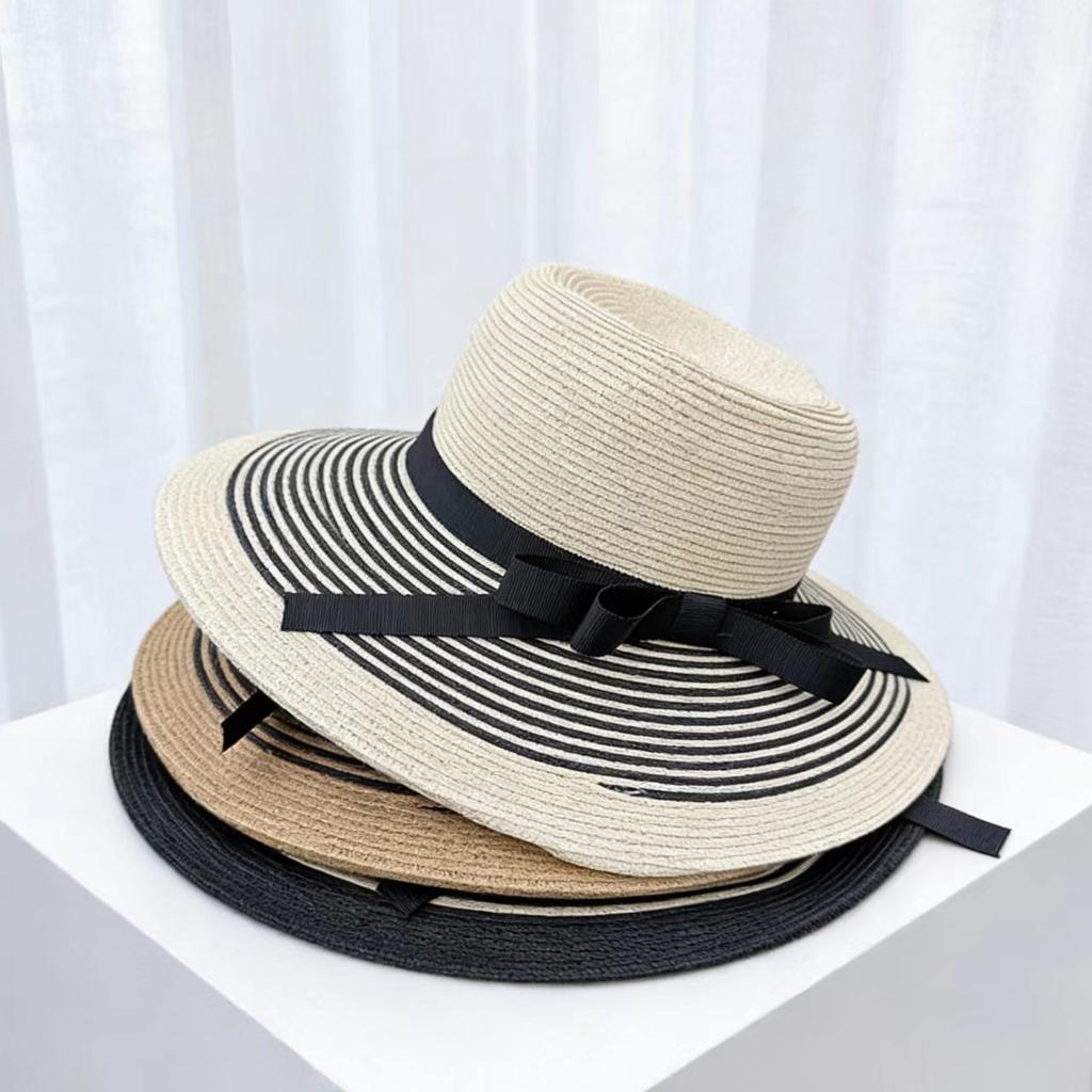 Seaside Vacation Straw Hat, New Women's Large-brim Sun-protection Hat, Foldable Bow Beach Hat, UV Protection Hat