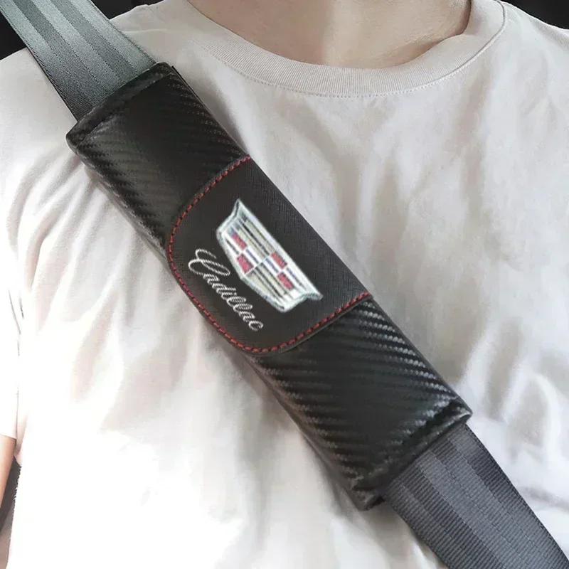 2PCS Microfiber Car Seat Belt Pad Cover Shoulder Protection for Cadillac ATS BLS CT4 CT5 ESCALADE EXT SLS SRX XT5 XT6 XTS