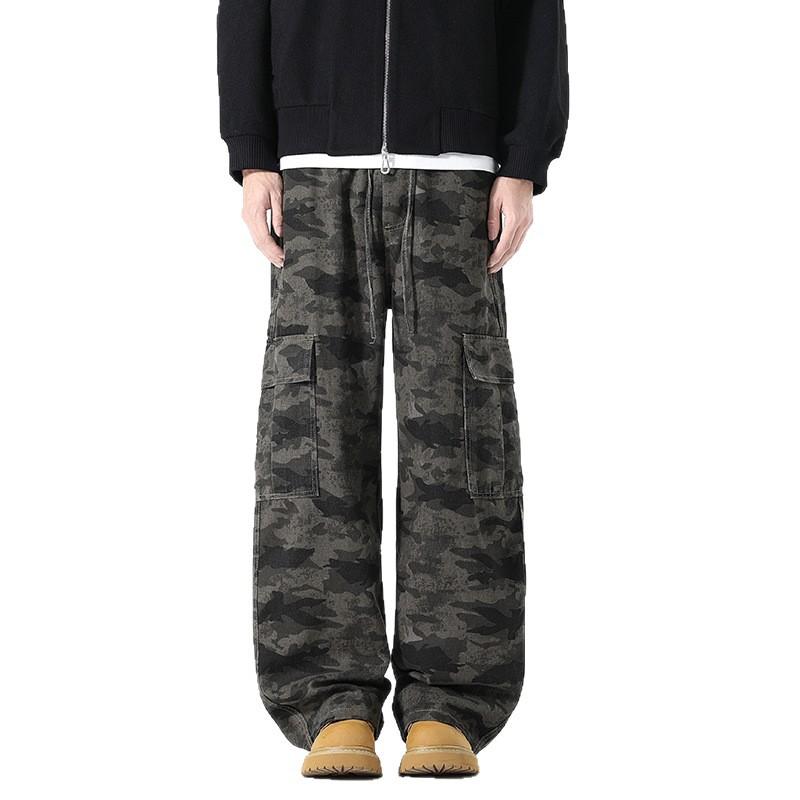 New Autumn Three-dimensional Pocket Camouflage Overalls for Men Versatile Loose Straight Pants