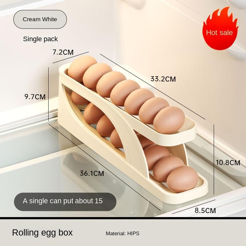 Rolling Egg Dispenser Refrigerator Egg Organizers Containers Storage Box Automatic Sliding Spiral Egg Holder Home Kitchen Gadget
