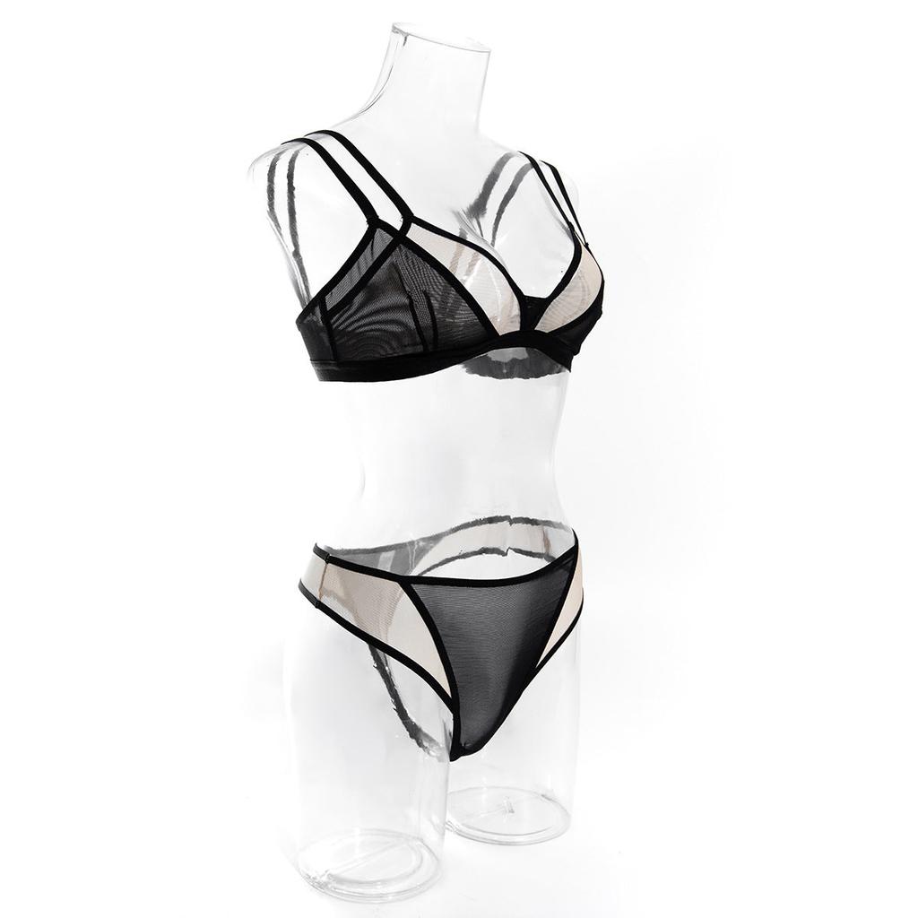 Cross Border Retro Bikini  Hollow Out Deep V Wireless Comfortable Bra And Set Underwear