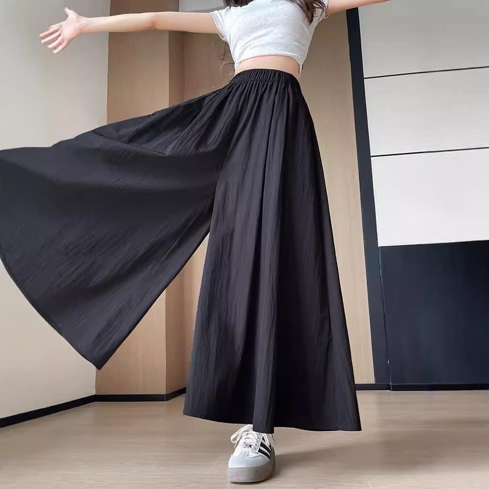 Women's New Style Lazy Style High Waist Slim A-line Half-length Skirt Summer Small Ice Silk Wide-leg Pants