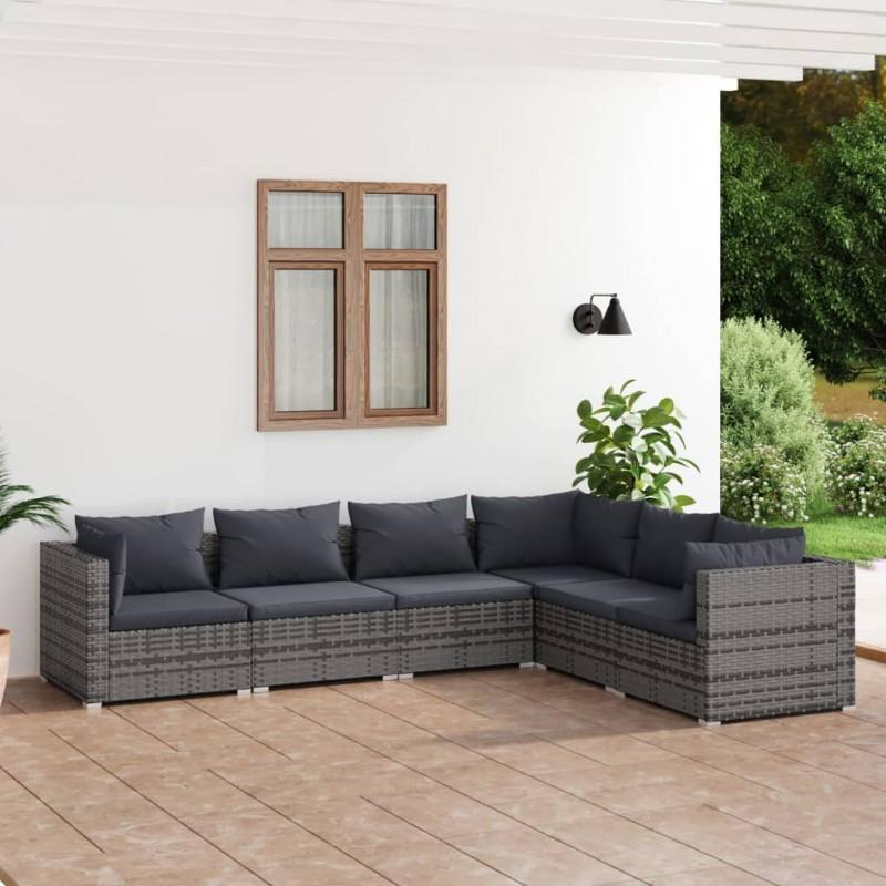 Day and Night - Day and Night Garden Furniture Set 6 Pieces and Gray Synthetic Rattan Cushions