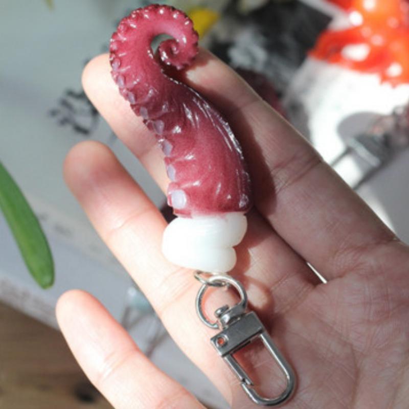 1Pcs Creative Simulation Pvc Fun Food And Play Model Ornament Bag Key Pendant Octopus Claw Octopus Keychain