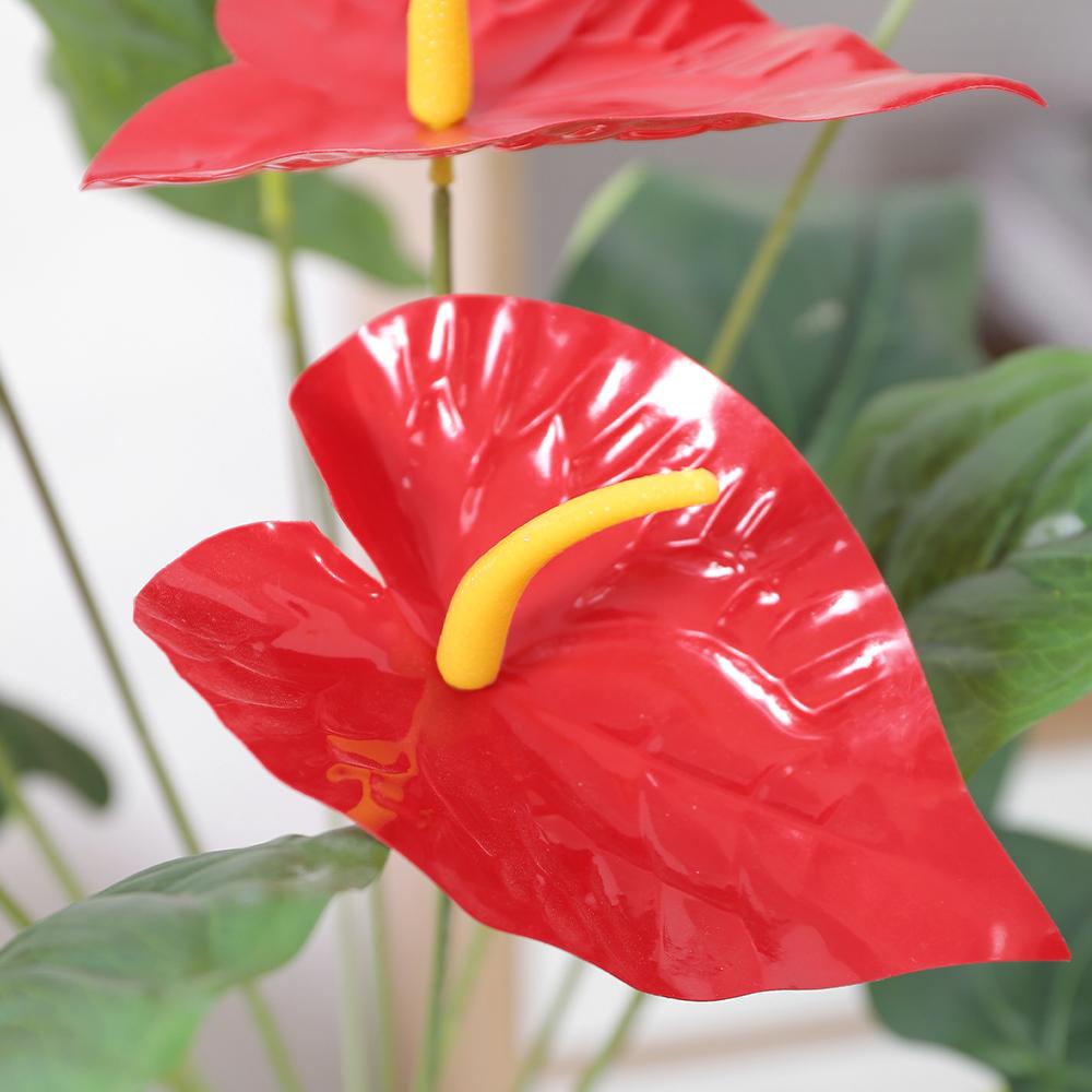 5Heads Red Artificial Flower Bouquet Fake Silk Flower For Home Decor DIY Wedding Decoration Wreath Potted Plants Accessories