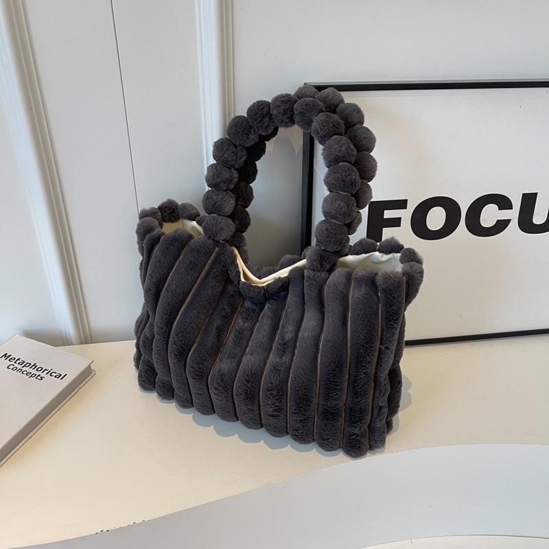 Trendy Autumn/Winter Plush Shoulder Bag – Cute, Fashionable, Large Capacity Handbag