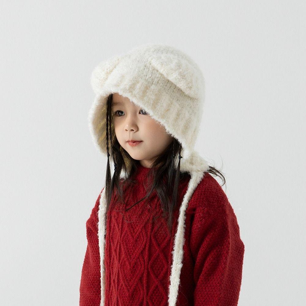 Y2K Children Hat Warm Cute Knitted Hat Fashion Bear Ears Beanie Hats  Girls