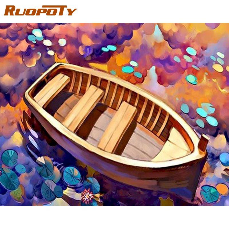 RUOPOTY Frameless Landscape Oil Painting Picture Diy Painting By Numbers Wall Art Canvas By Numbers For Home Decors Artwork 40x50CM
