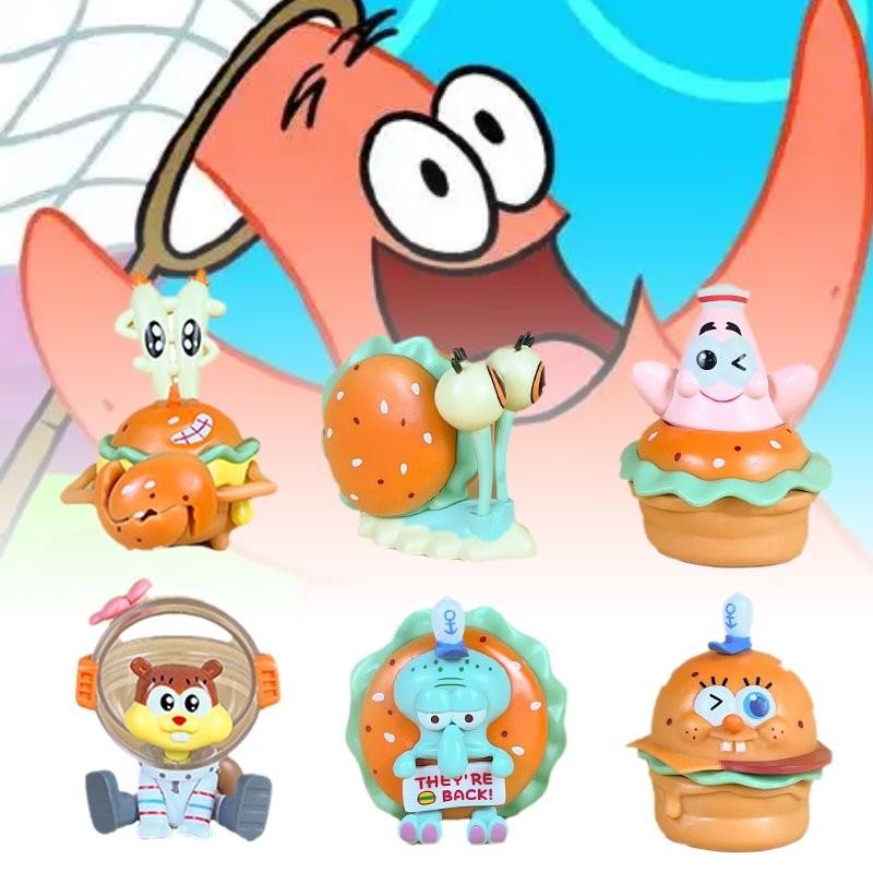 Adorável Conjunto de Figuras de PVC de Armadilha de Caranguejo do Bob Esponja Calça Quadrada Para Decorações de Festa de Aniversário