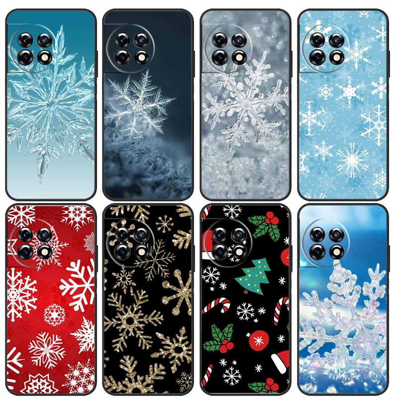 Christmas Snowflakes Case For OnePlus 10T 11 8 9 10 Pro 8T 9RT 10R OnePlus Nord CE 2 3 Lite 2T N10 N20 N30 Cover