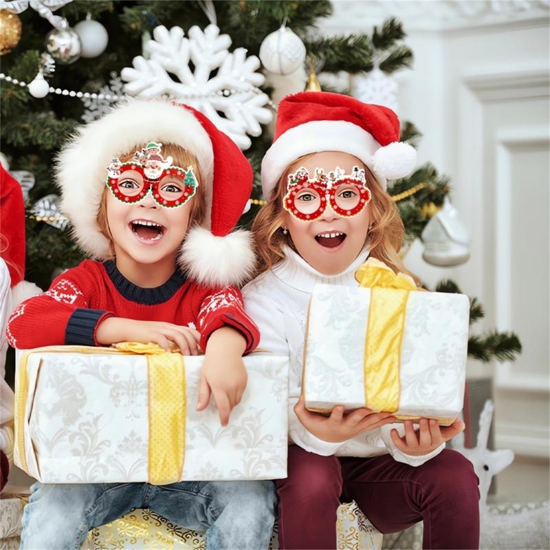 Christmas Decorations 2024 Glasses Frame Santa Snowman Eyeglasses Adult Kids Christmas Props Gift New Year Party Supply