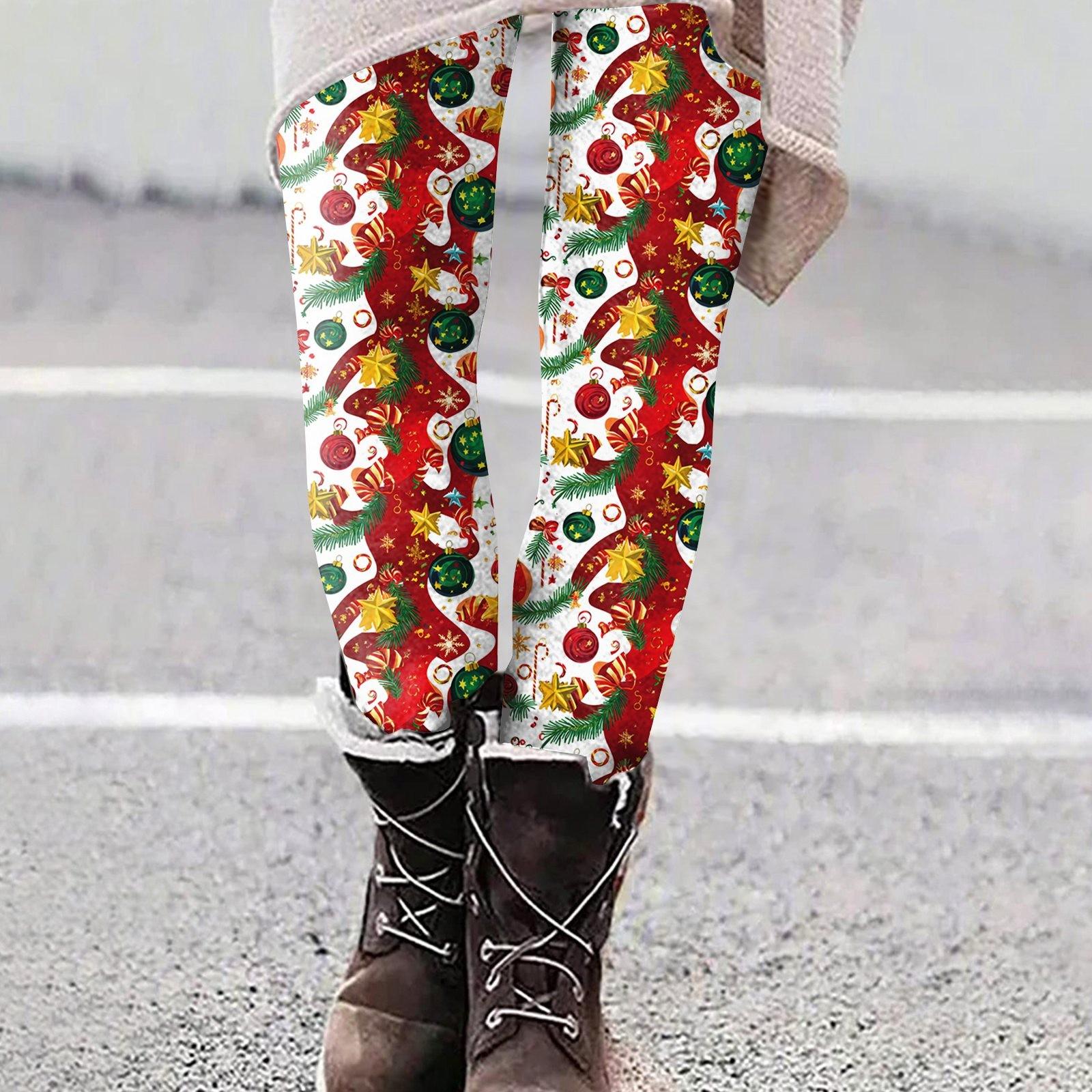 

Женские повседневные уличные брюки с рождественским узором, облегающие эластичные укороченные брюки для йоги XXXXL красный