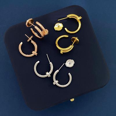 French C-Shaped Simple Smooth Nail Earrings Men'S And Women'S Fashion Versatile Stud Earrings Jewelry