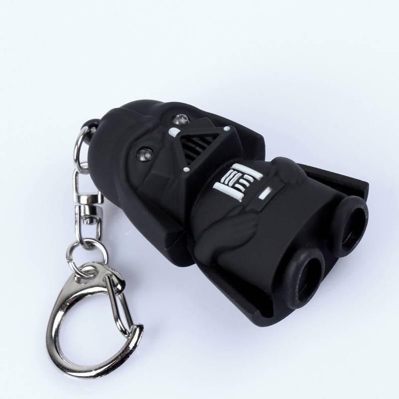 Porte-clés mignon de dessin animé Guerrier Noir Lumière LED Son Enfant Lampe de poche Pendentif de sac Accessoire